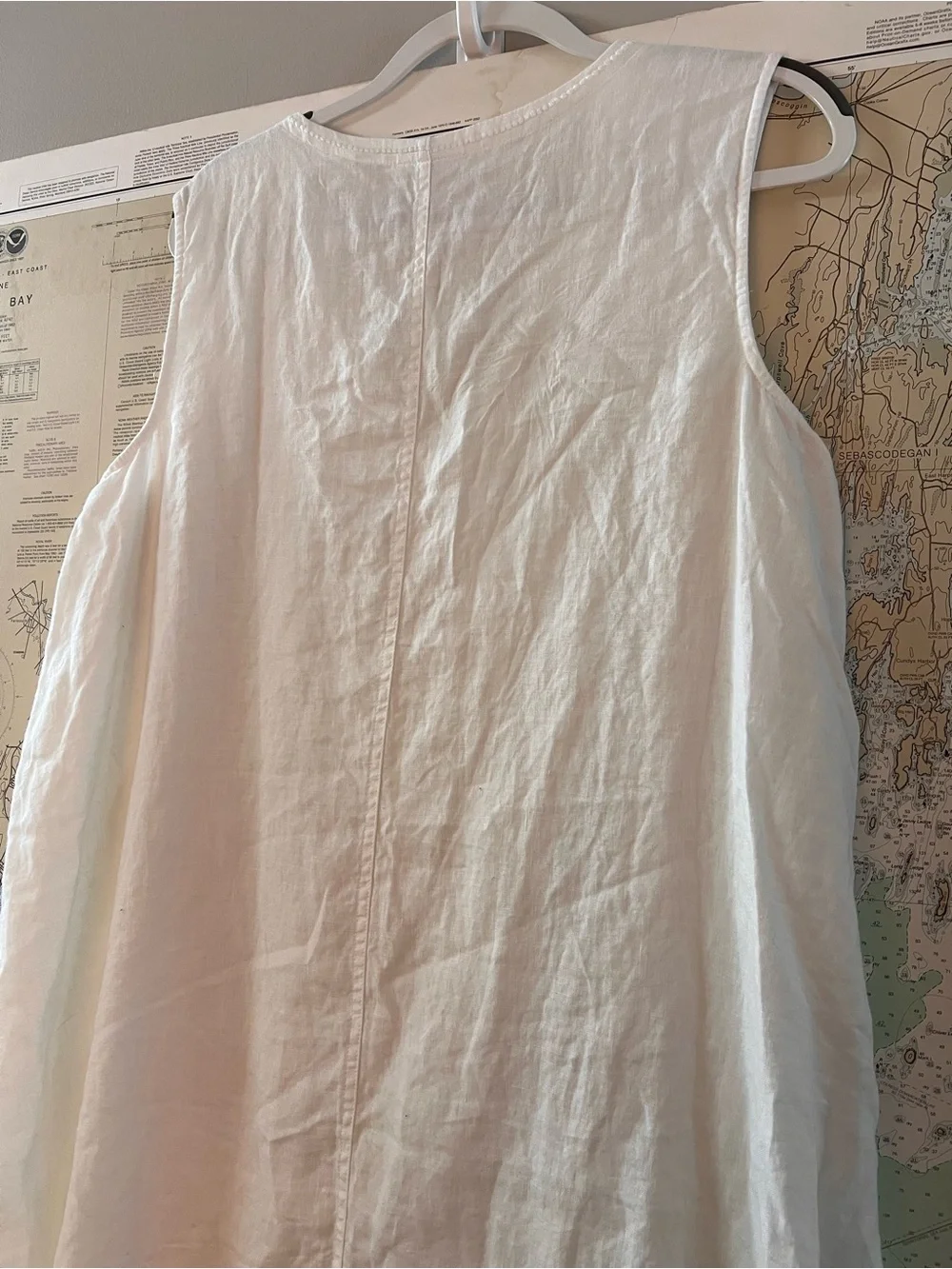 Pure Jill Elements White Linen Embroidered Sleeveless Dress XL Boho Cottagecore - Picture 9 of 12